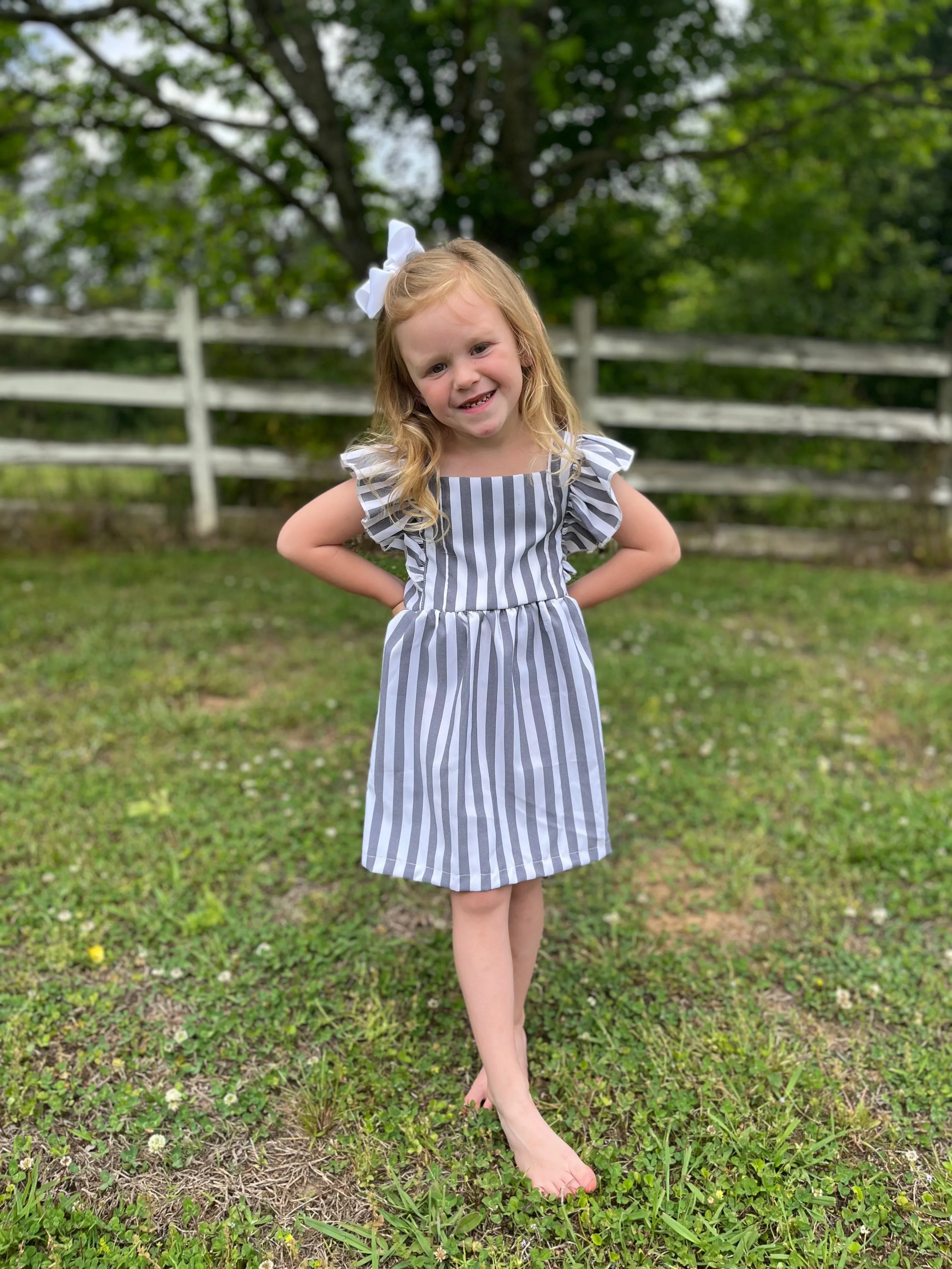 GRAY STRIPED SUMMER DRESS