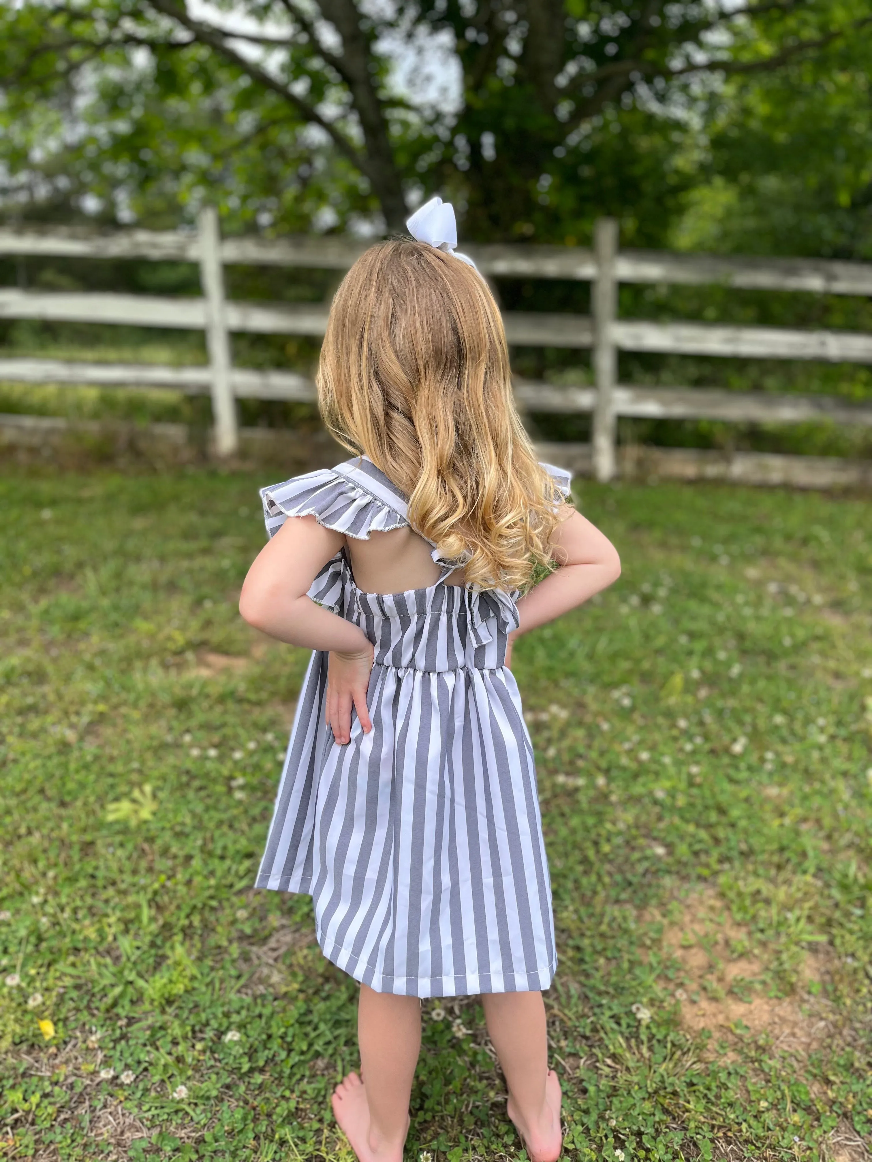 GRAY STRIPED SUMMER DRESS