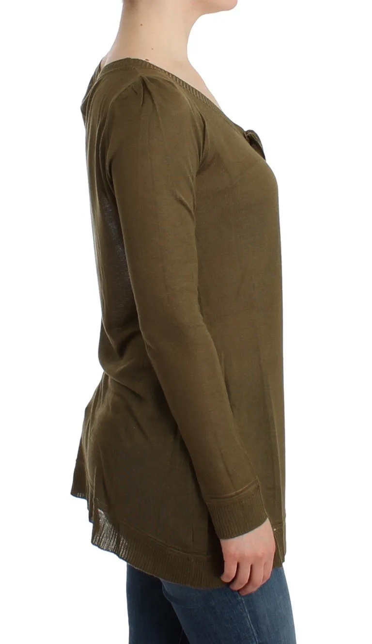 Green fine knitted jumper