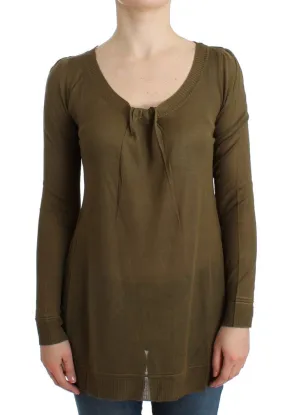 Green fine knitted jumper