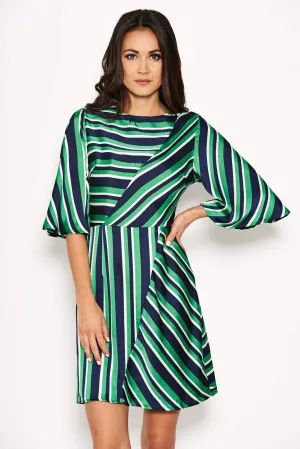 Green striped Skater Dress