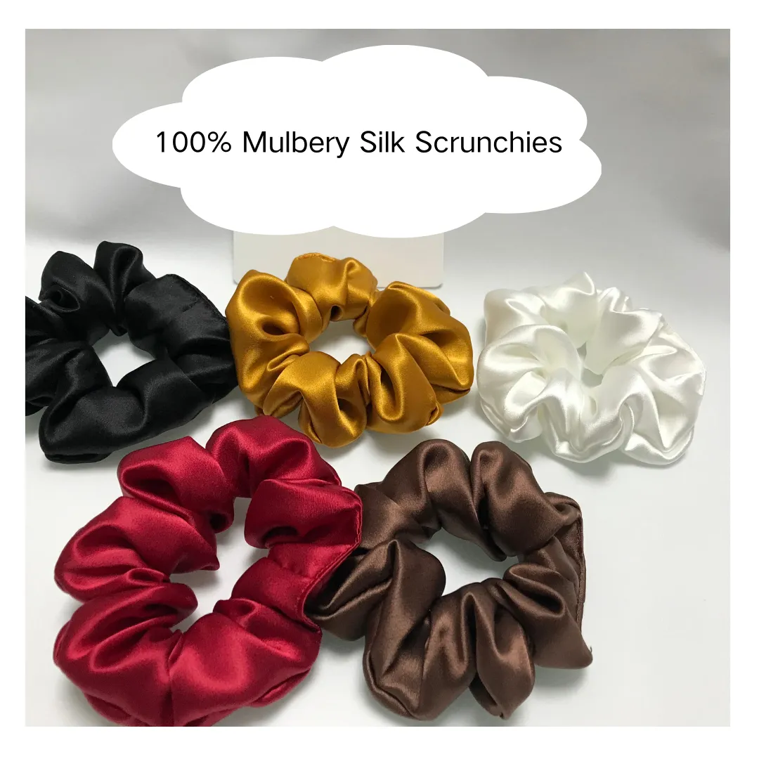 Grey Silk Scrunchies Large