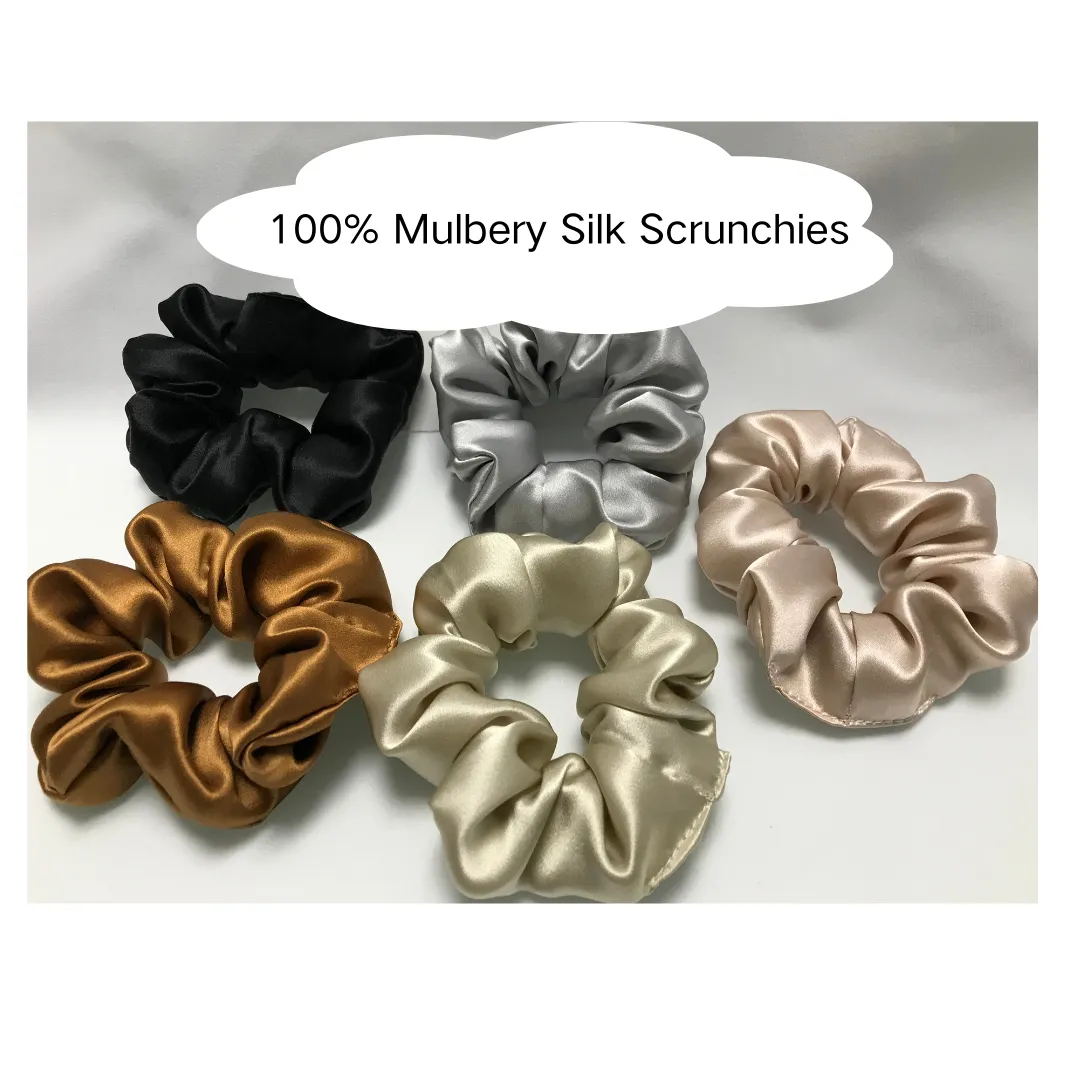 Grey Silk Scrunchies Large