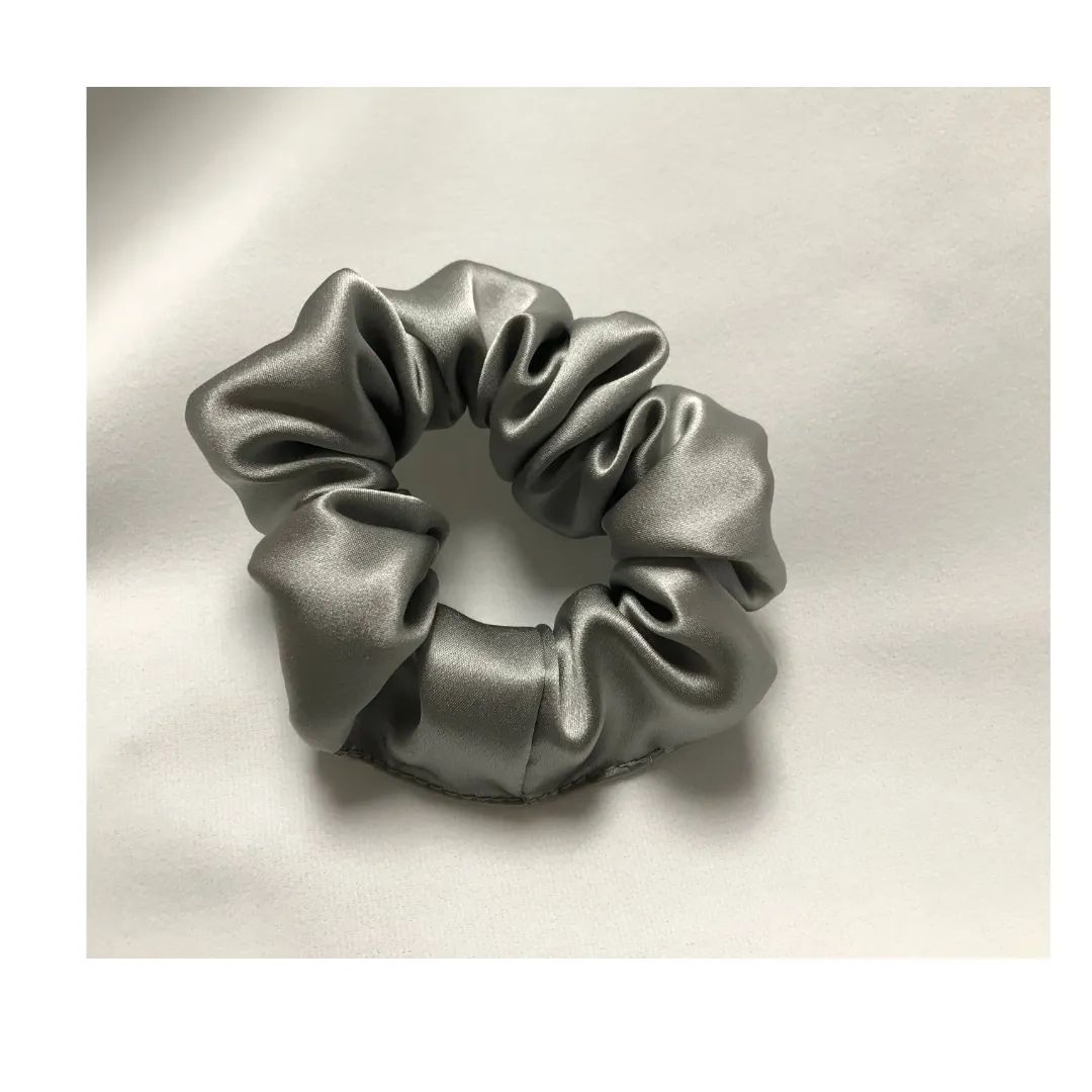 Grey Silk Scrunchies Large