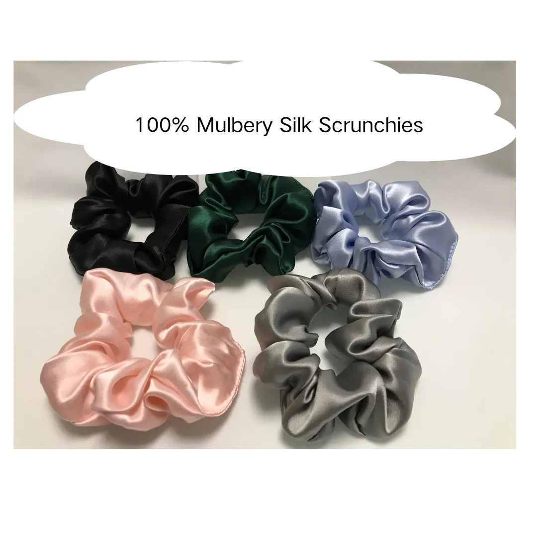 Grey Silk Scrunchies Large