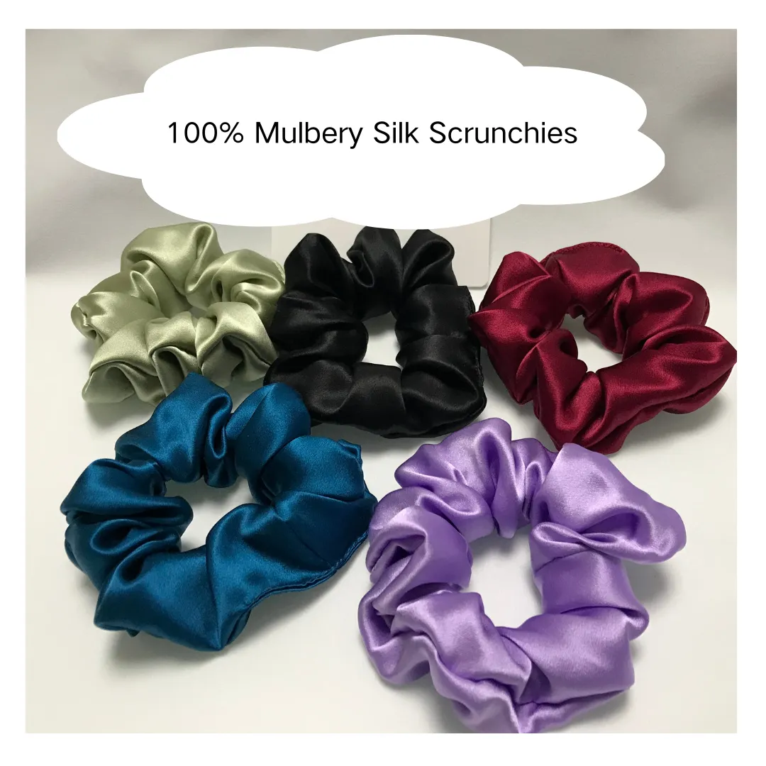 Grey Silk Scrunchies Large
