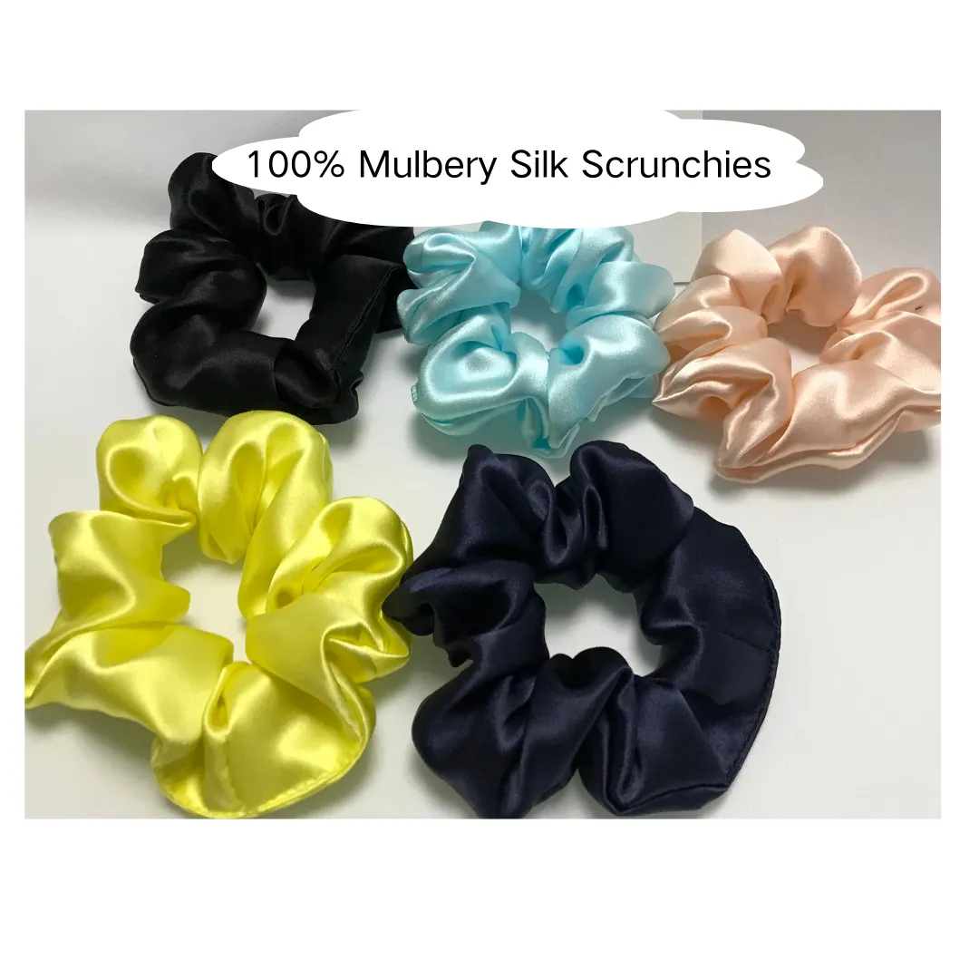 Grey Silk Scrunchies Large