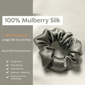 Grey Silk Scrunchies Large