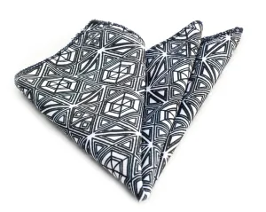 Grey/Black/White Designs Pocket Square for Men - Premium Silk Handkerchiefs for Suits