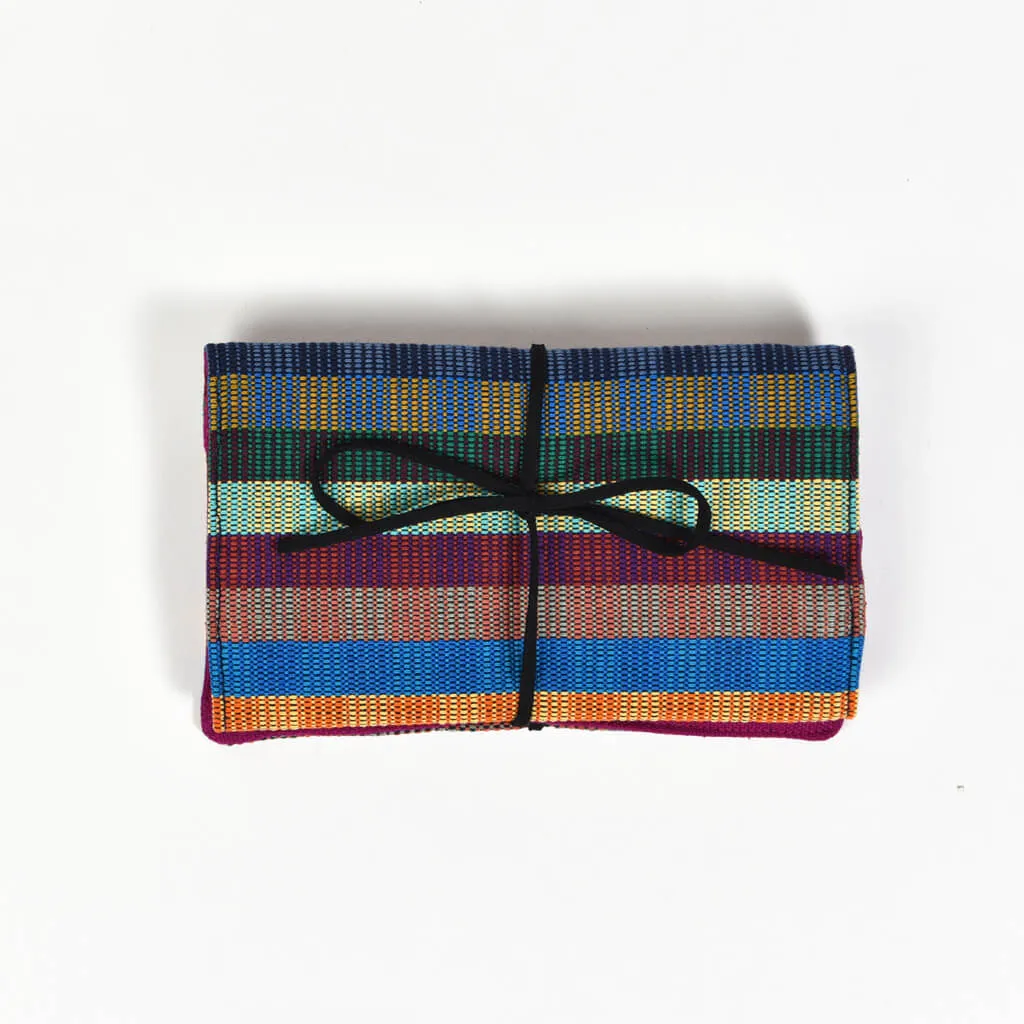 Hand woven Mini Jewelry Roll | Jeweltone Cuadritos