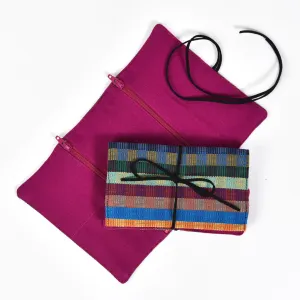 Hand woven Mini Jewelry Roll | Jeweltone Cuadritos