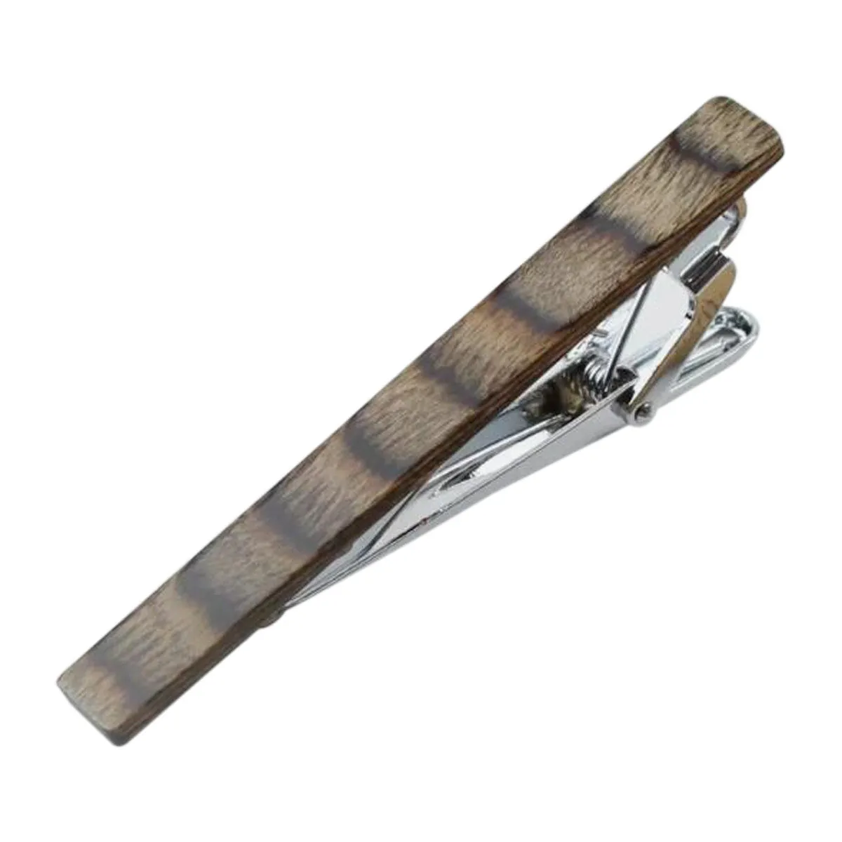 Harrison Sage Green Cotton Blend Skinny Tie and Warm Wooden Tie Clip