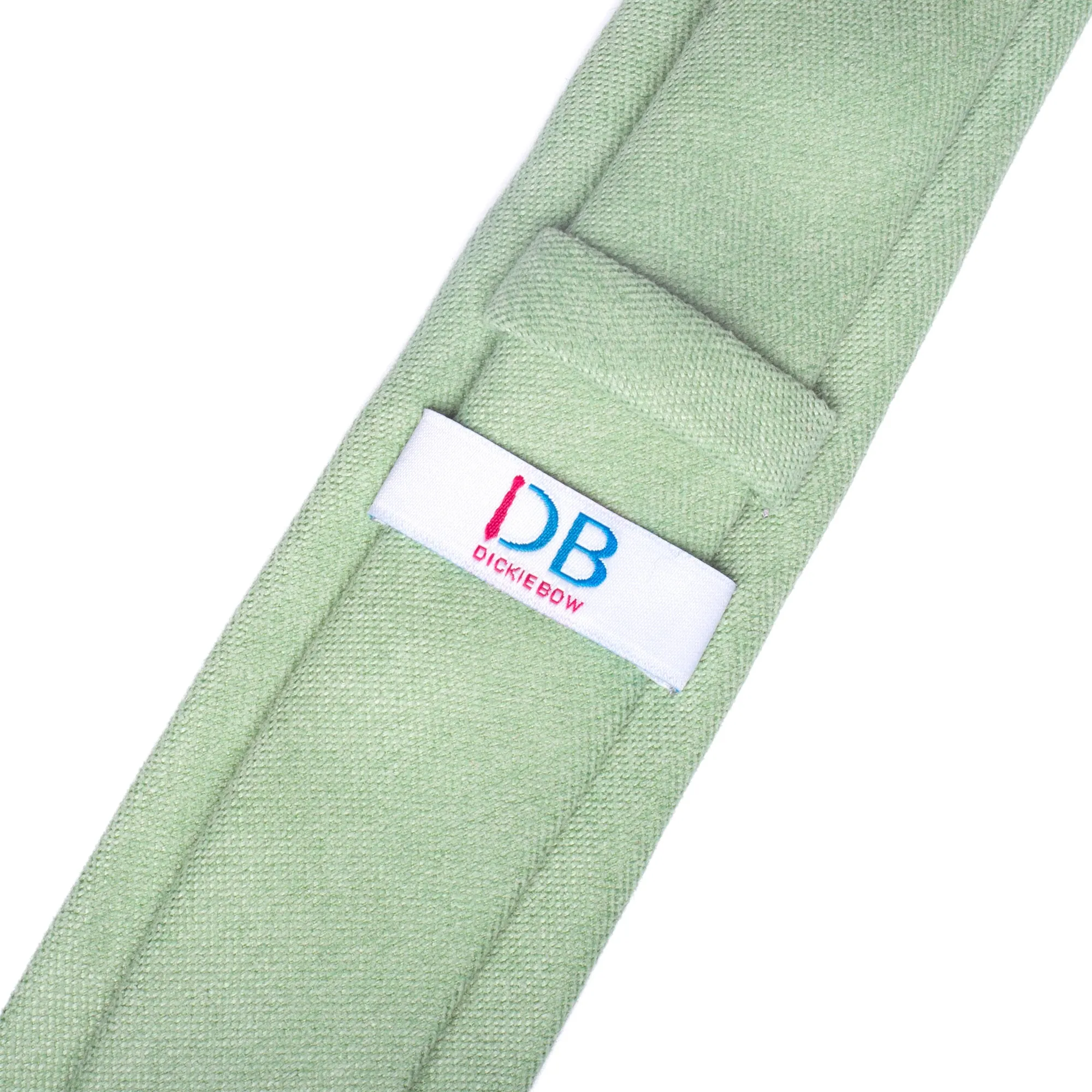 Harrison Sage Green Cotton Blend Skinny Tie and Warm Wooden Tie Clip