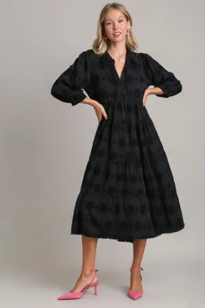 Hazel Blues® | Umgee Solid Dotted Jacquard Midi Dress