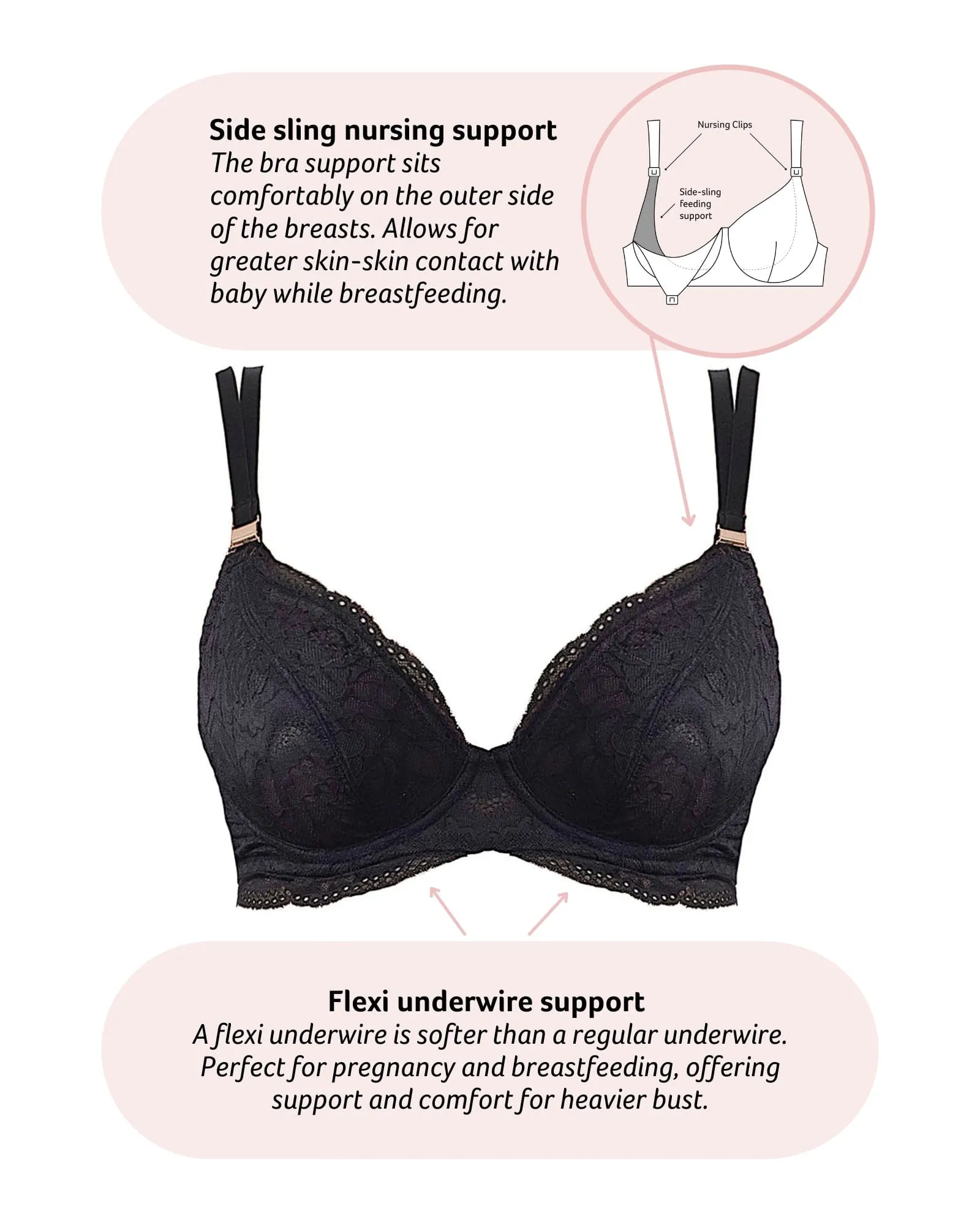 Heroine Plunge Nursing Bra - Black
