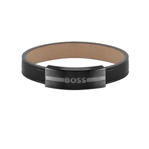 Hugo Boss Jewellery Men's Black Leather Bracelet 1580490M