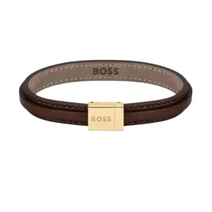 Hugo Boss Jewellery Men's Grover Brown Leather Bracelet 1580329M