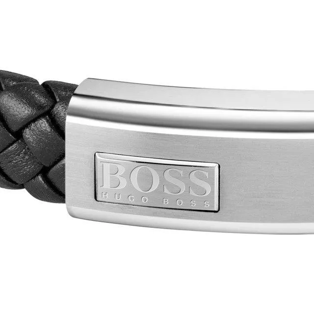 Hugo Boss Jewellery Men's Lander Black Leather Bracelet 1580178M