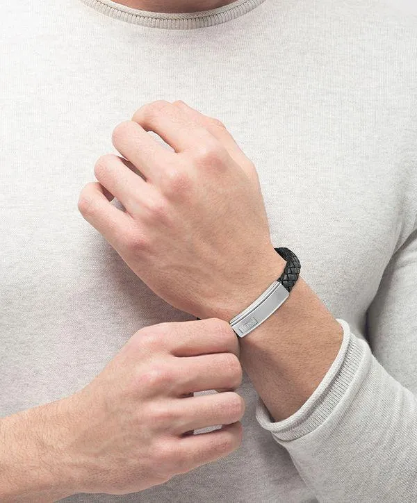 Hugo Boss Jewellery Men's Lander Black Leather Bracelet 1580178M