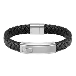 Hugo Boss Jewellery Men's Lander Black Leather Bracelet 1580178M