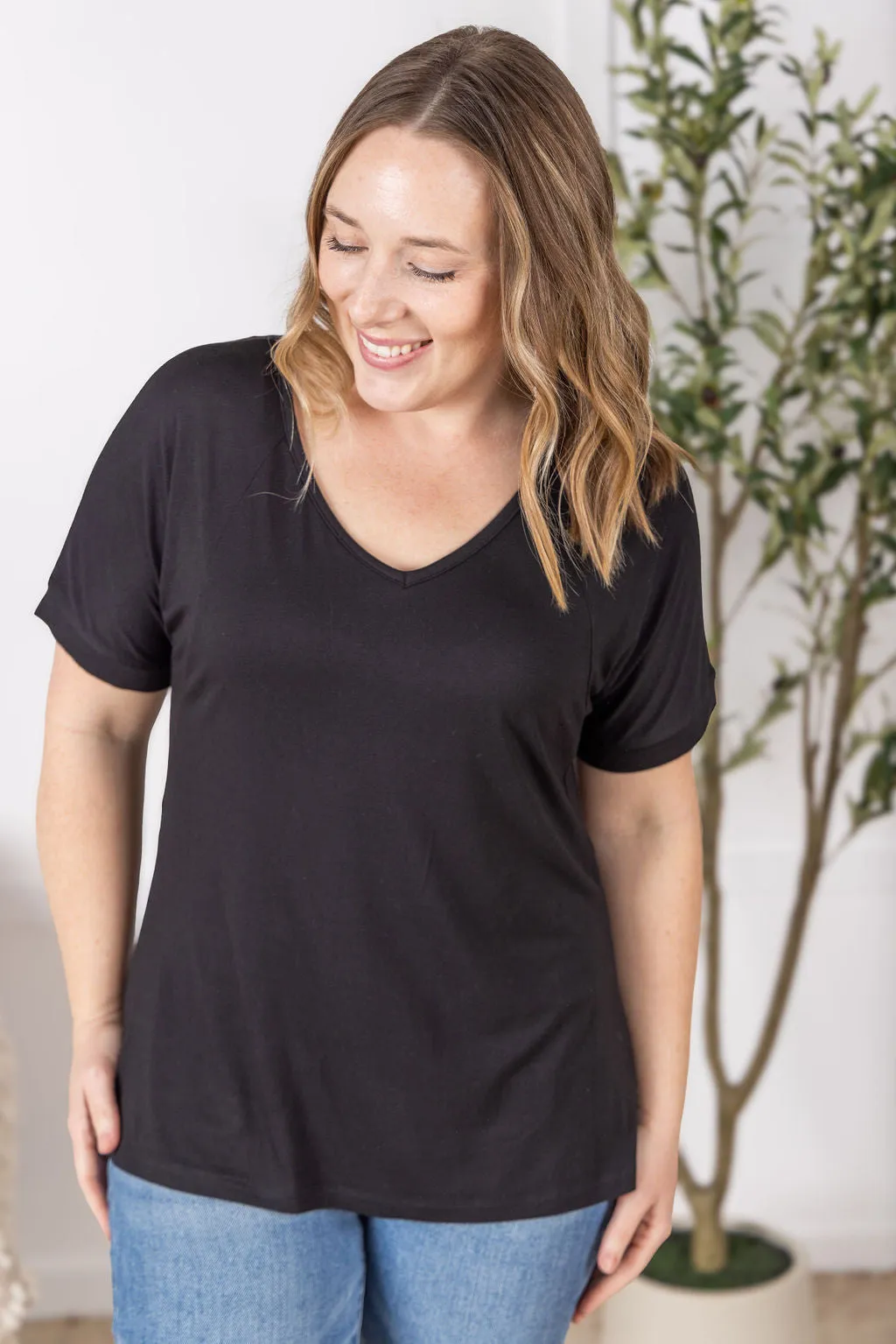 IN PRODUCTION Bamboo V Neck Tee - Black