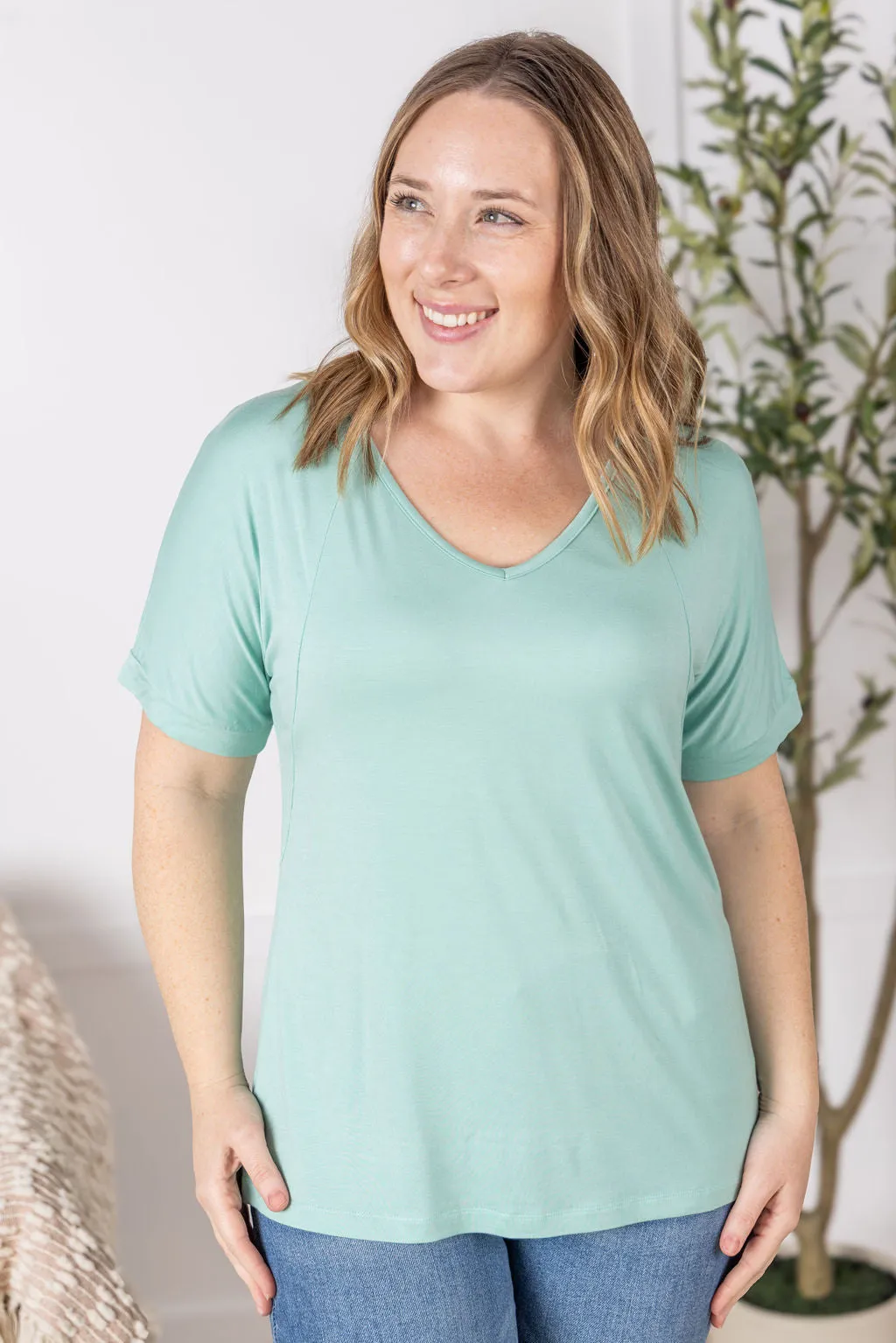 IN PRODUCTION Bamboo V Neck Tee - Mint