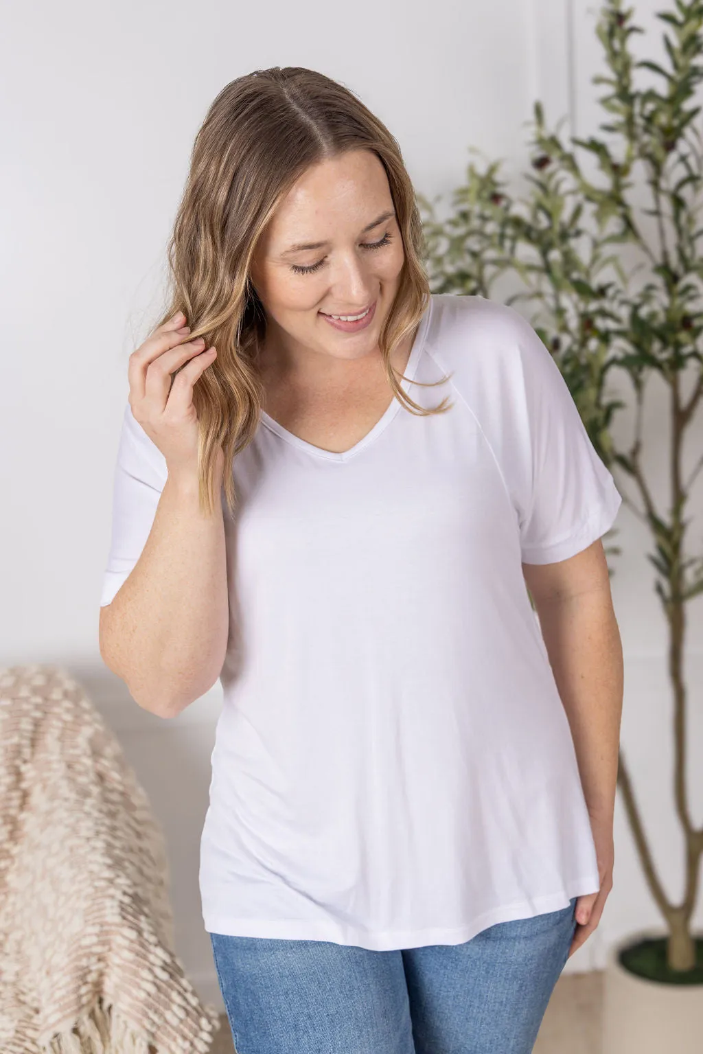 IN PRODUCTION Bamboo V Neck Tee - White