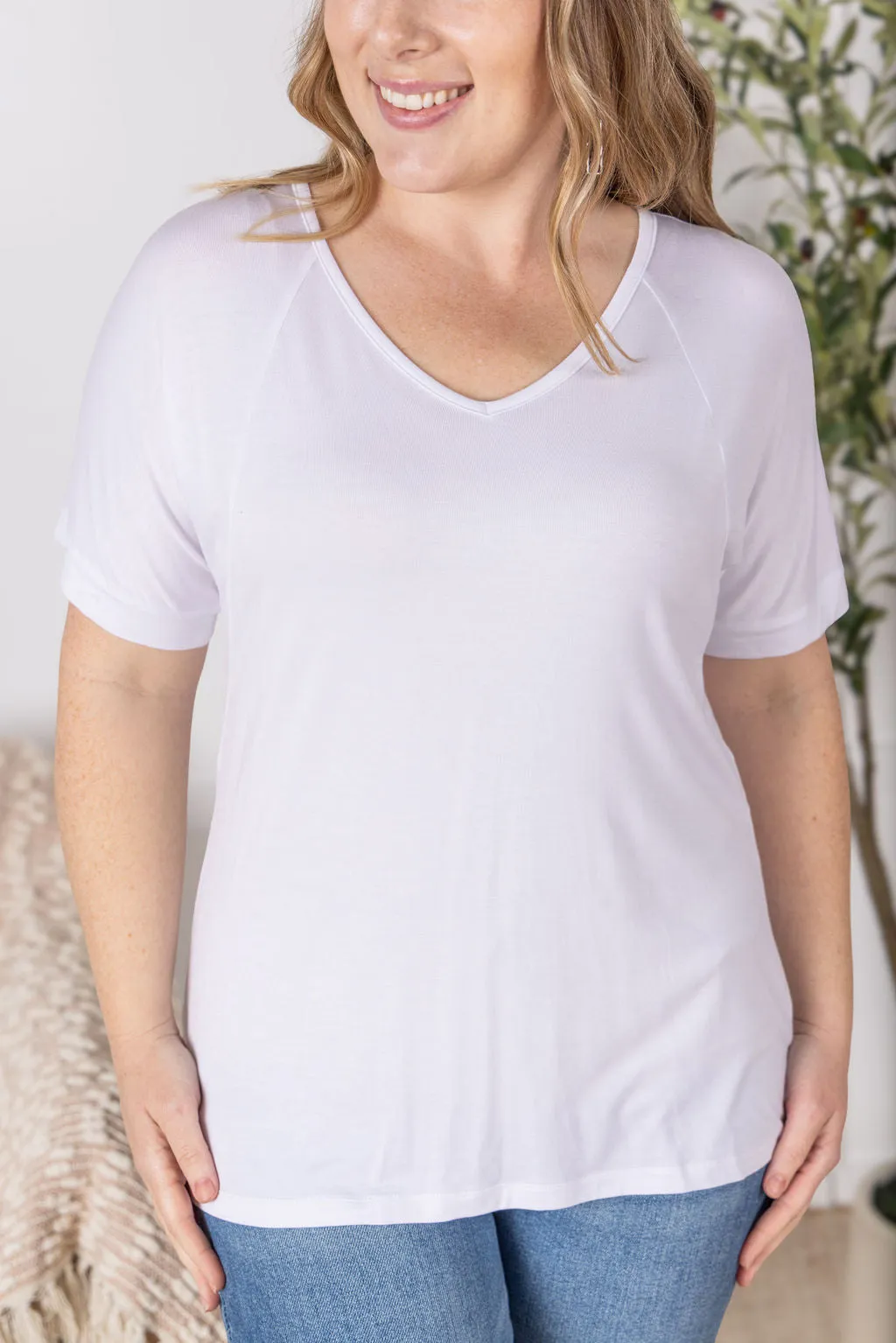 IN PRODUCTION Bamboo V Neck Tee - White