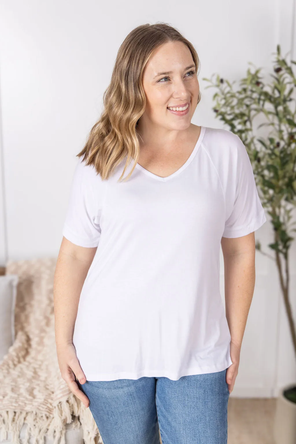 IN PRODUCTION Bamboo V Neck Tee - White