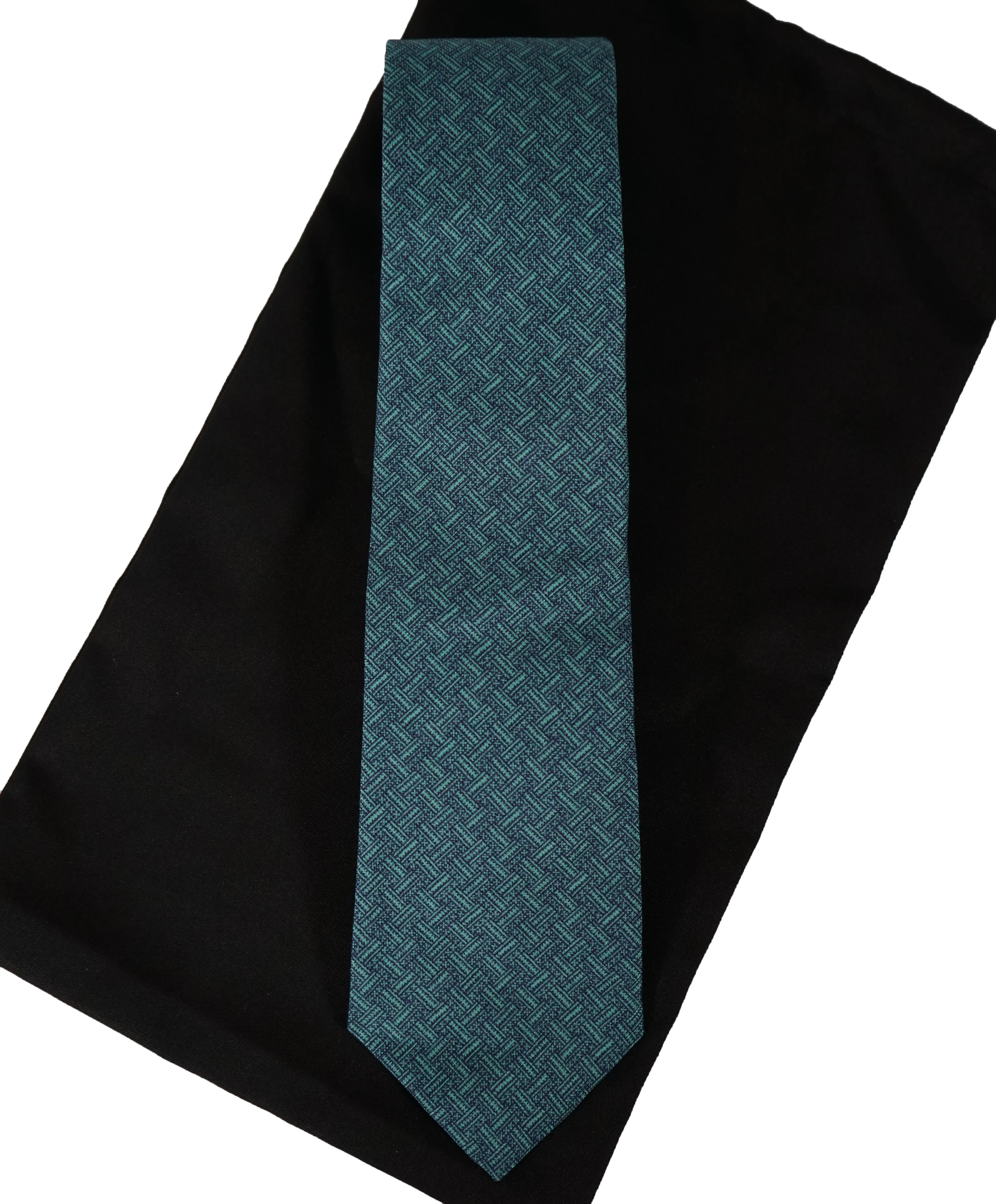 ISAIA - Mint Green 7-Fold Basket Weave Silk & Cotton Tie