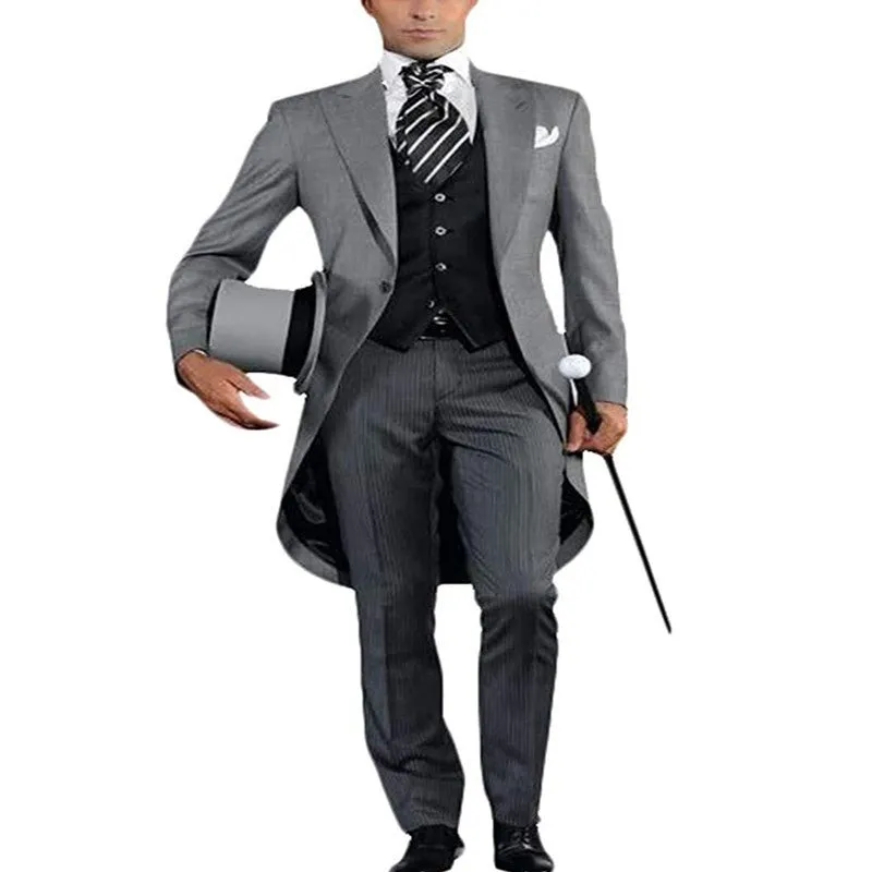 Italian Gentleman Style Wedding Suits Man Long tail