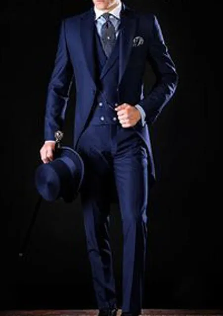 Italian Gentleman Style Wedding Suits Man Long tail