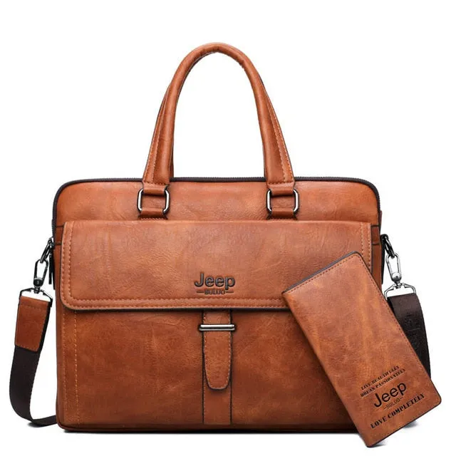 JEEP BULUO Brand Men Tote Casual Briefcase