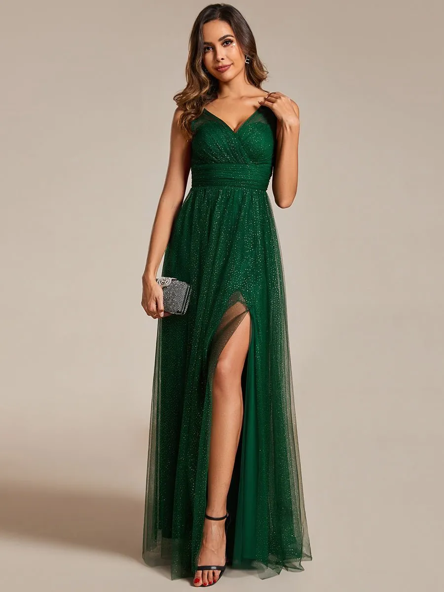 Karlia maxi sparkling ball dress with split Ever Green s10-12 Express NZ wide