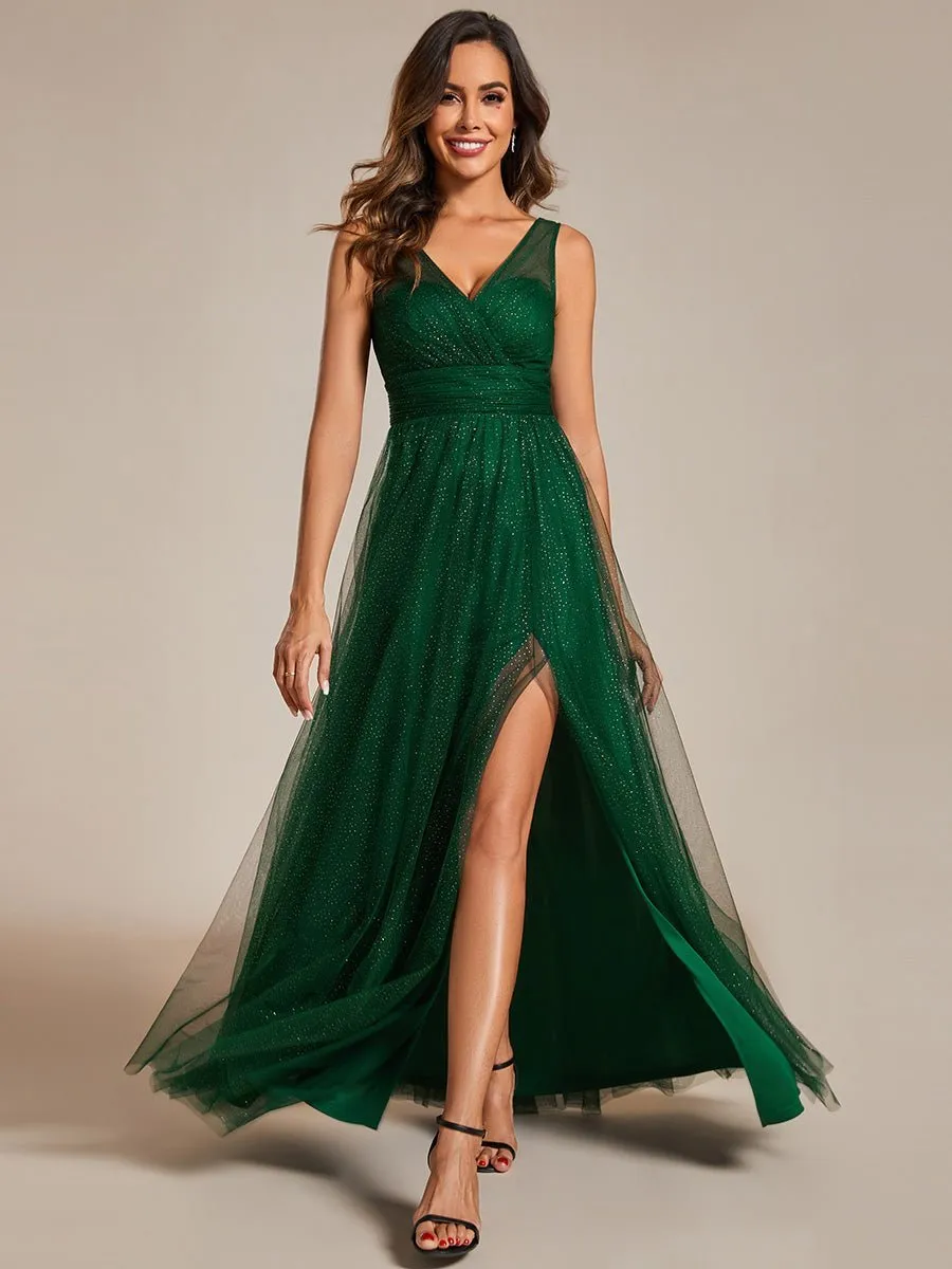 Karlia maxi sparkling ball dress with split Ever Green s10-12 Express NZ wide