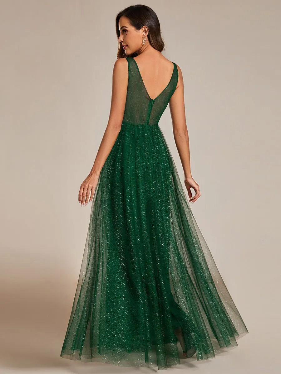 Karlia maxi sparkling ball dress with split Ever Green s10-12 Express NZ wide