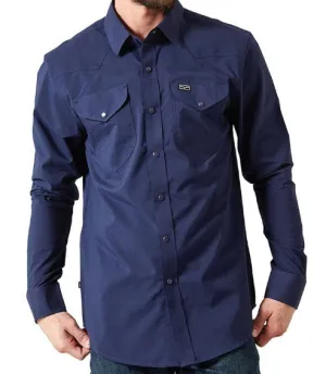 Kimes Ranch Men's Blackout Long Sleeve Snap Navy Shirt