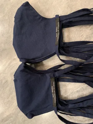 Lake Santa Fe:  Navy All Cotton Mask with Cotton Ties