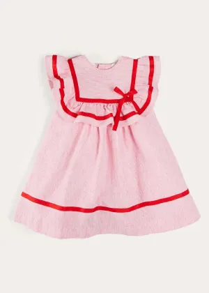 Lawrence Striped Ruffle Bib Sleeveless Dress in Red (12mths-8yrs)