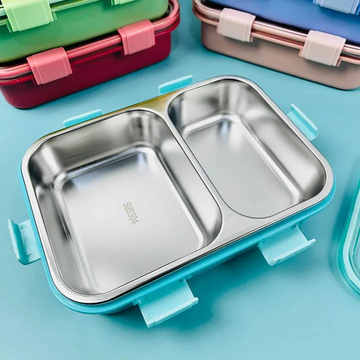 Leak-Proof 2-Compartment 800ml Lunch Box and Portable Insulated Stainless Steel Water Bottle 500ml Combo"