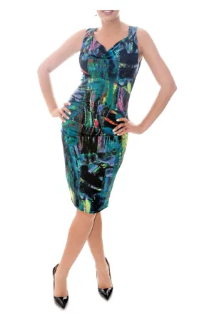 LUZ Cowl Neck Ruched Jersey Dress