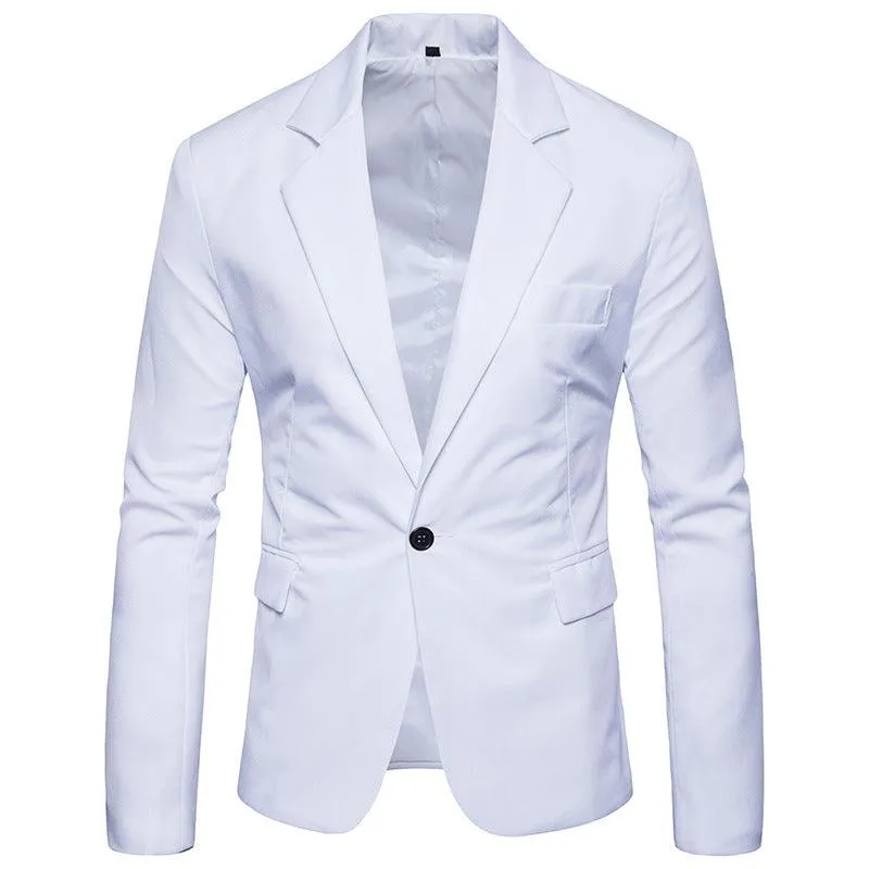 M-3XL One Button Long Sleeve Suit Men Jacket Plain Color Streetwear Mens Suit Jackets Slim Fit Plus Size Men Clothing XXXL