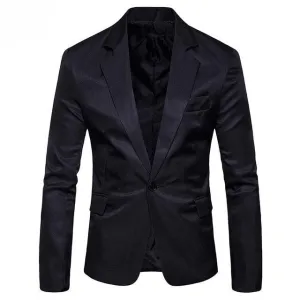 M-3XL One Button Long Sleeve Suit Men Jacket Plain Color Streetwear Mens Suit Jackets Slim Fit Plus Size Men Clothing XXXL