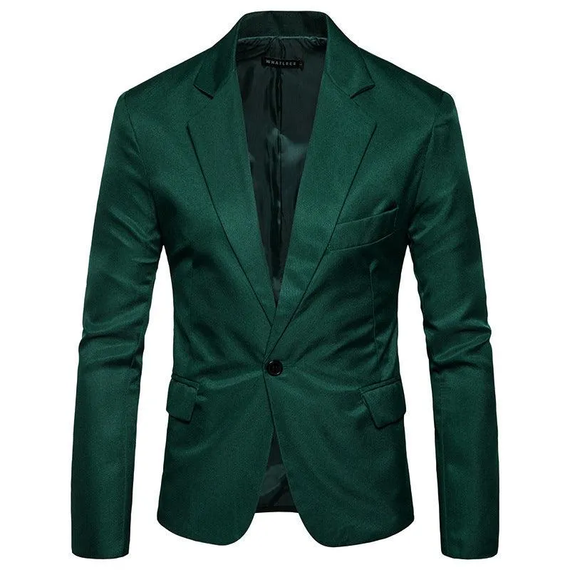 M-3XL One Button Long Sleeve Suit Men Jacket Plain Color Streetwear Mens Suit Jackets Slim Fit Plus Size Men Clothing XXXL