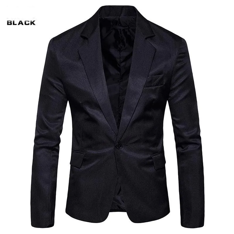 M-3XL One Button Long Sleeve Suit Men Jacket Plain Color Streetwear Mens Suit Jackets Slim Fit Plus Size Men Clothing XXXL