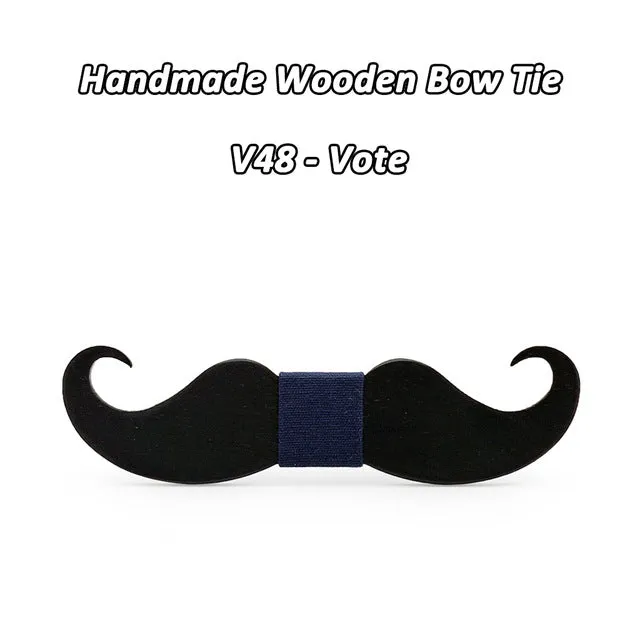 Mahoosive novelty neckties Handmade mustache Wooden bow tie men bowtie mens neck ties factory wholesale free shipping