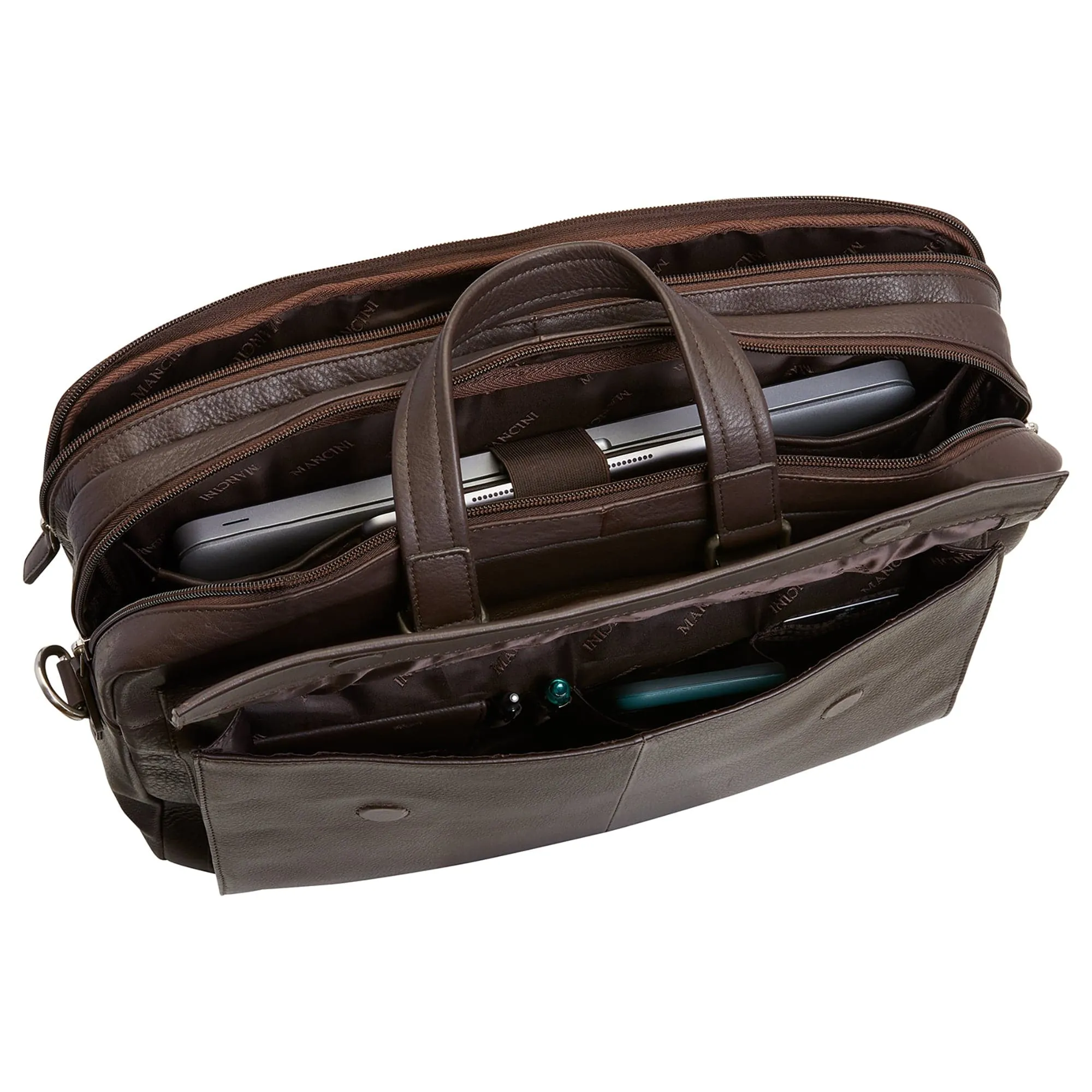 Mancini Colombian Double Compartment Briefcase for 16.25” Laptop and Tablet