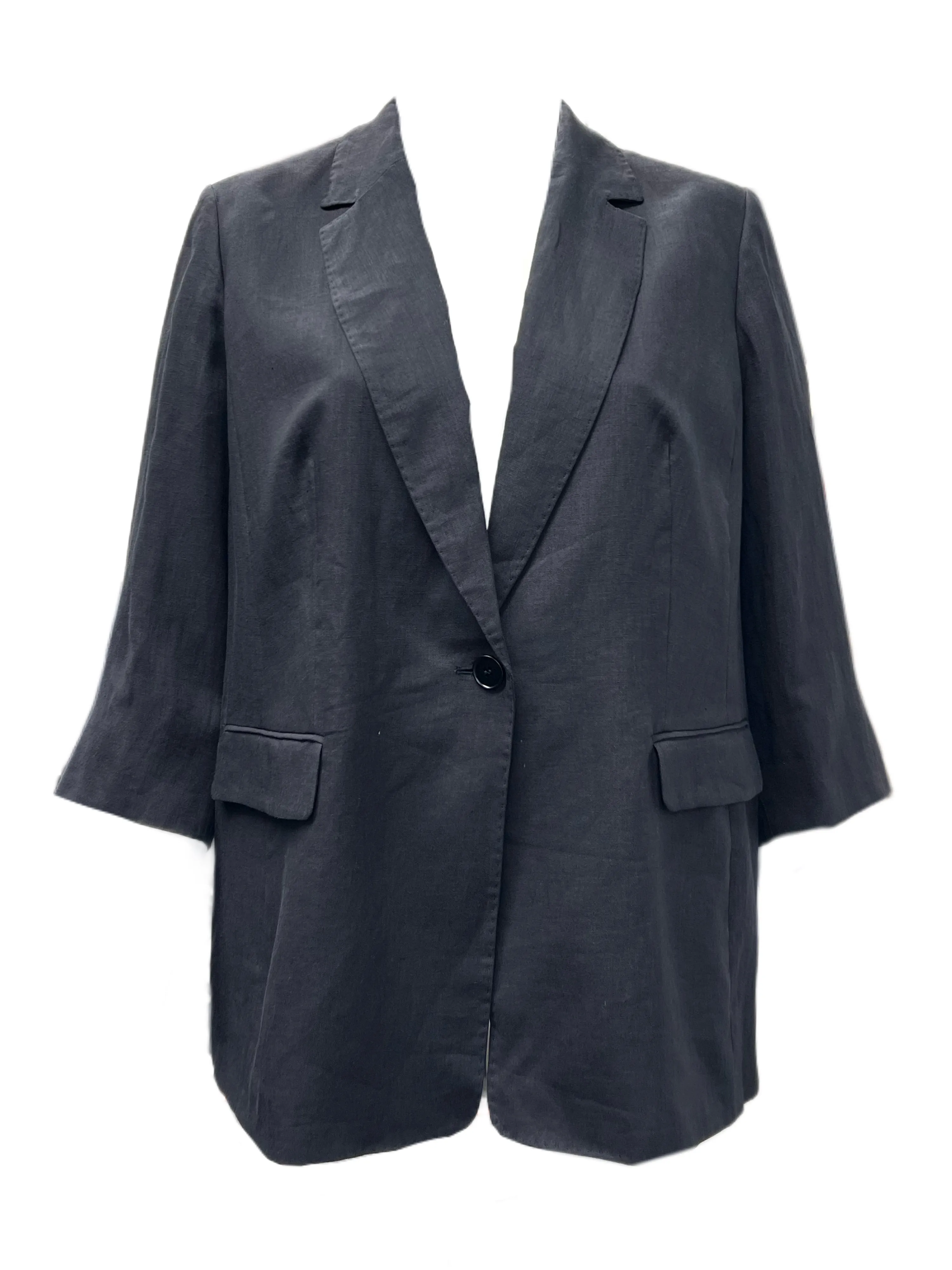Marina Rinaldi Women's Black Capalbio Button Closure Blazer NWT