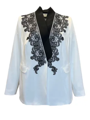 Marina Rinaldi Women's White Charme Button Closure Blazer NWT
