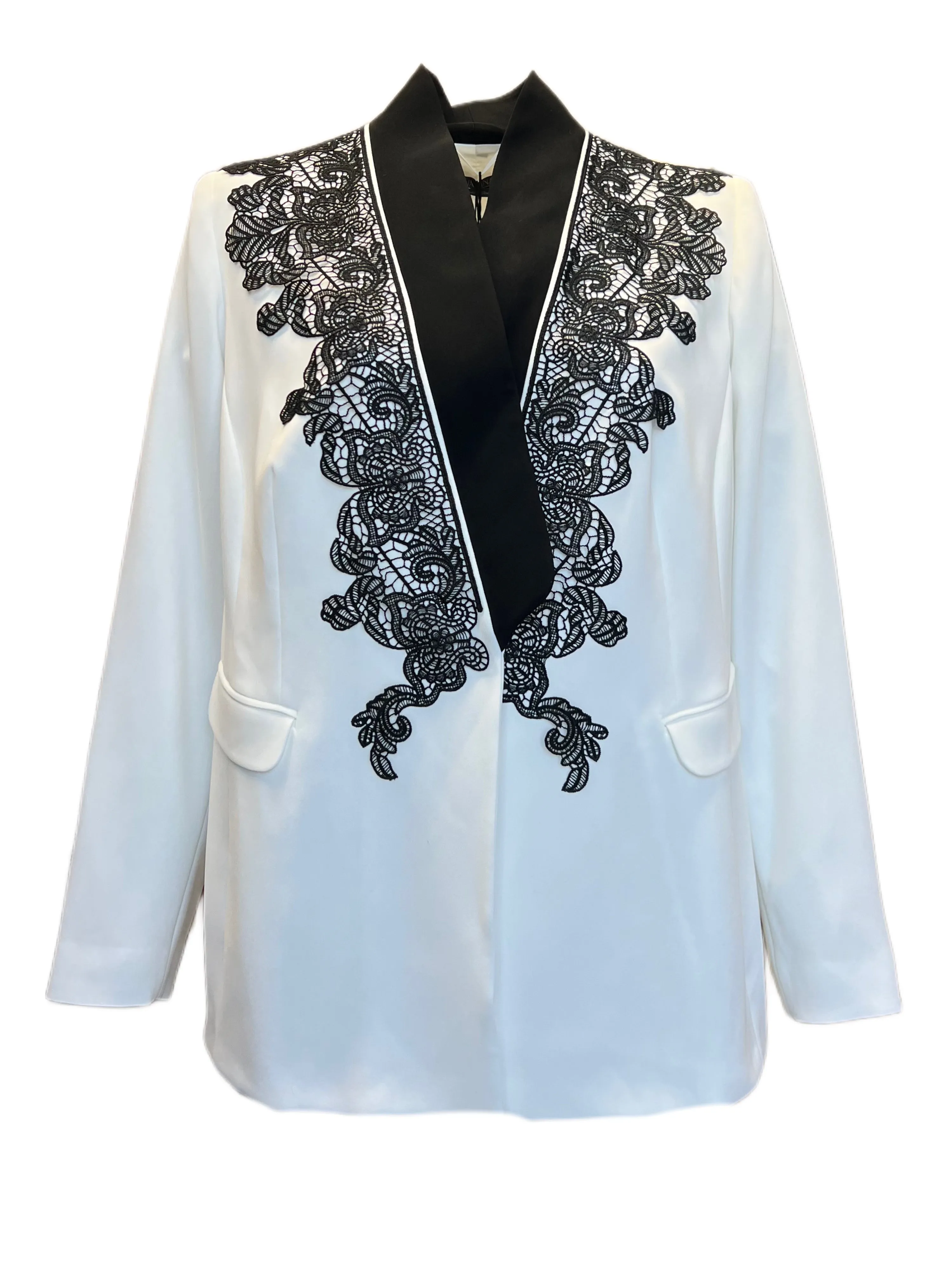 Marina Rinaldi Women's White Charme Button Closure Blazer NWT